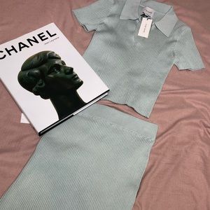 Ribbed collard shirt and shirt